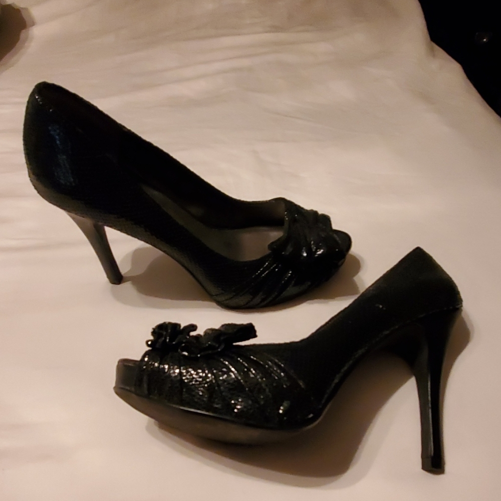 Moda Sapna Black Peep Toe Heel